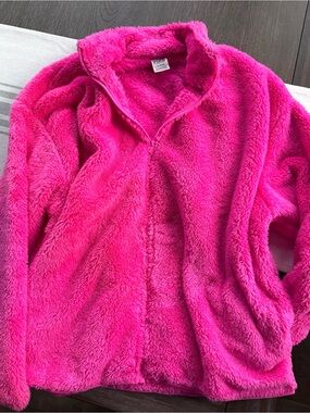 PINK Victoria’s Secret Hot Pink Sherpa Full Zip Jacket Size L NWOT